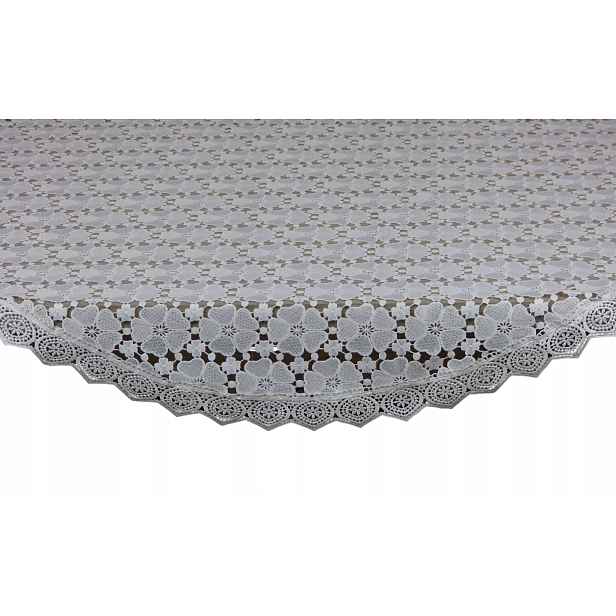 Vyšívaný ubrus na kulatý stůl 110 cm kruhově bílý