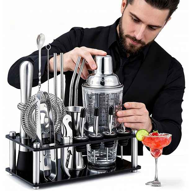 Profesionální Barmanská Sada 17 Dílů Na Nápoje Podstavec Pouzdro
