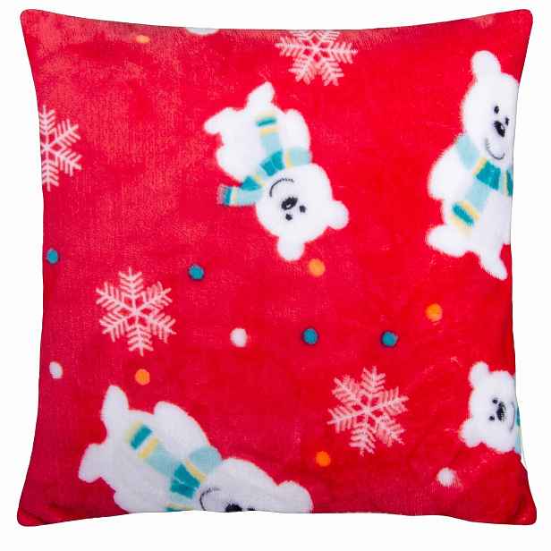 Vánoční povlak na polštář HAPPY CHRISTMAS medvídek 40x40cm,
