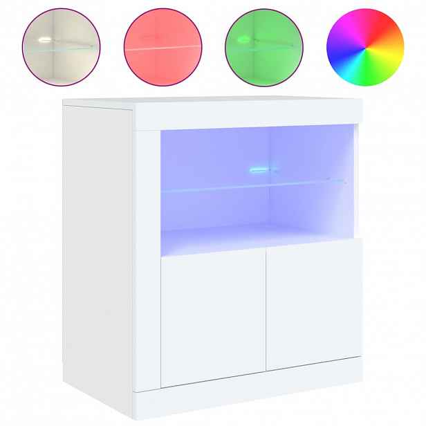 vidaXL Příborník s LED osvětlením bílý 60,5 x 37 x 67 cm