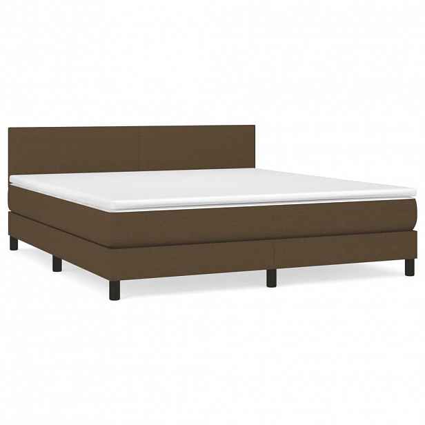 vidaXL Box spring postel s matrací tmavě hnědá 180x200 cm textil