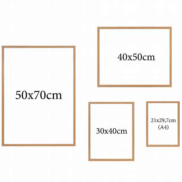 Fotorámečky sada 4ks Multirama světle hnědá 50x70cm 40x50cm 30x40 A4