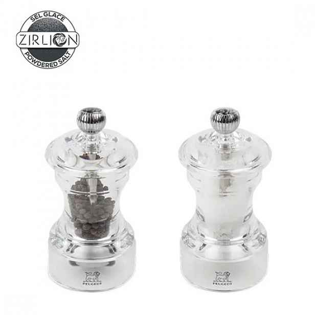Sada 2 mlýnků na sůl a pepř, 10 cm, akryl, "Bistro Z" - Peugeot