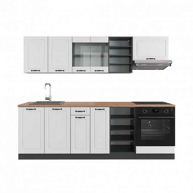 Vicco KUCHYŇSKÝ KOUT R-Line Bílý venkovský dům/antracit 240 cm , PD Dub