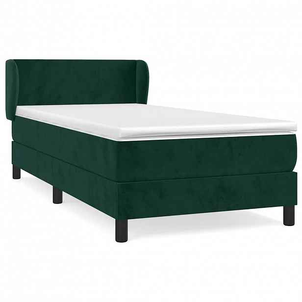 vidaXL Box spring postel s matrací tmavě zelená 100x200 cm samet