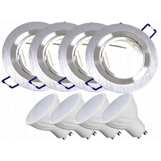 4x Aluminiová Lampa Inox Bodové Osvětlení Led Žárovky 10W