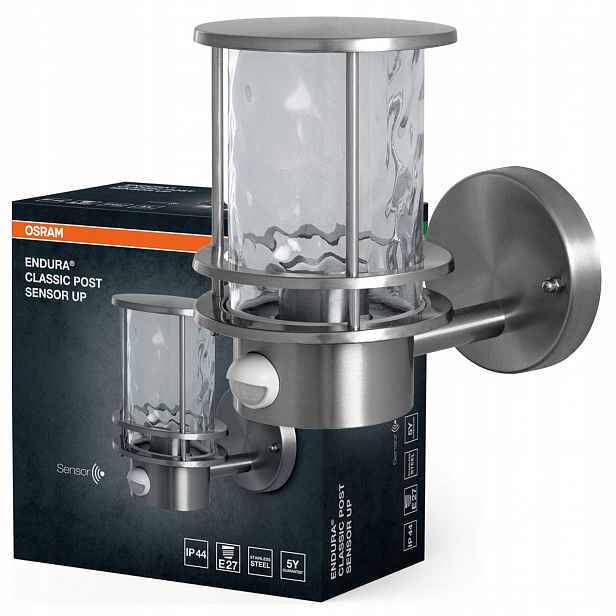 Zahradní nástěnné svítidlo Fasádní lampa Lampa E27 Hliník IP44 Snímač pohybu