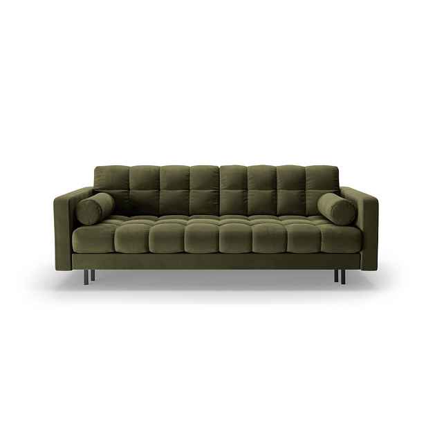 Zelená sametová rozkládací/s úložným prostorem pohovka 222 cm Bali – Cosmopolitan Design