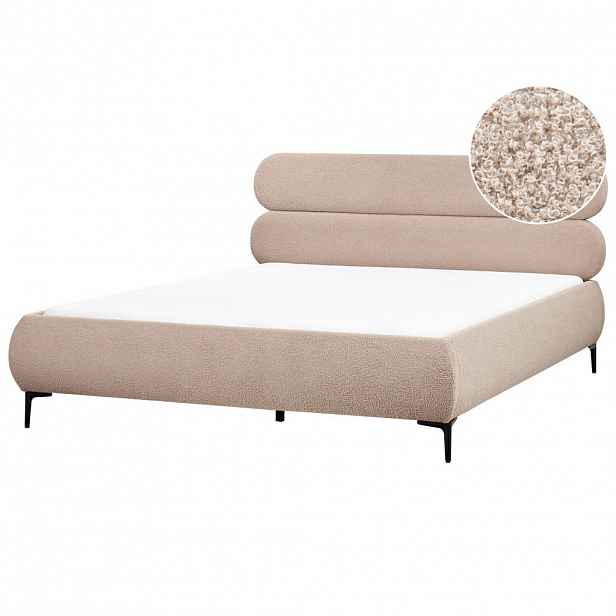 Beliani POSTEL s roštem 180/200 cm Taupe Lessay