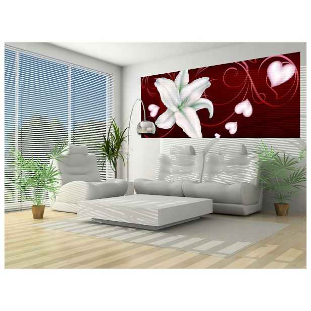 Fototapeta Bílá lilie a růžové srdce romantický design 250x104 lepidlo