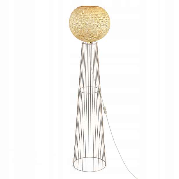 Stojací podlahová lampa E27 boho ratan bambus do obývacího pokoje ložnice světle béžová