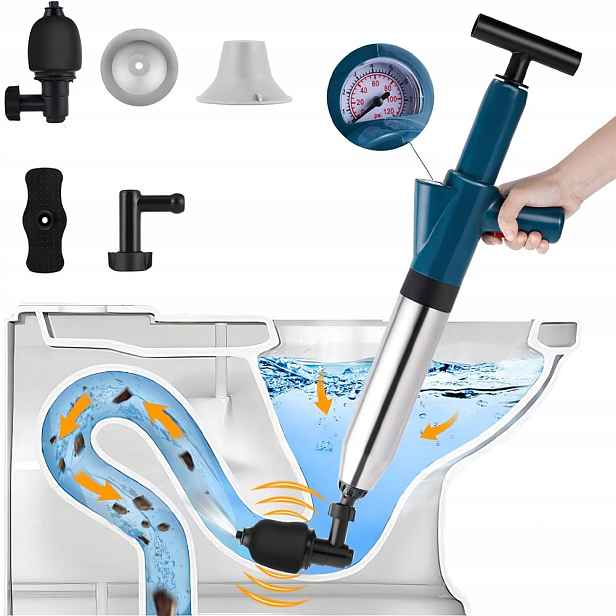 Tlakový Nástroj Pumpa K Zprůchodnění Potrubí Wc Kanalizace 4V1 Do Toalety Dřezu