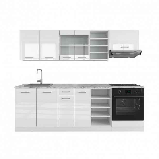 Vicco KUCHYŇSKÝ KOUT R-Line Bílá vysoký lesk/bílá 240 cm bez pracovní desky
