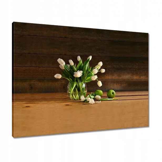 Obrazy 80x60 Bílé tulipány ve váze