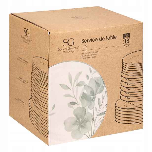 Porcelánová jídelní sada Lily pro 6 osob, 18 dílů