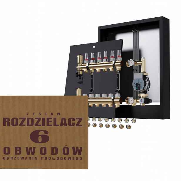 Rozdělovač pro podlahovku 6 okruhů s čerpací skupinou Wilo nástěnný Pex