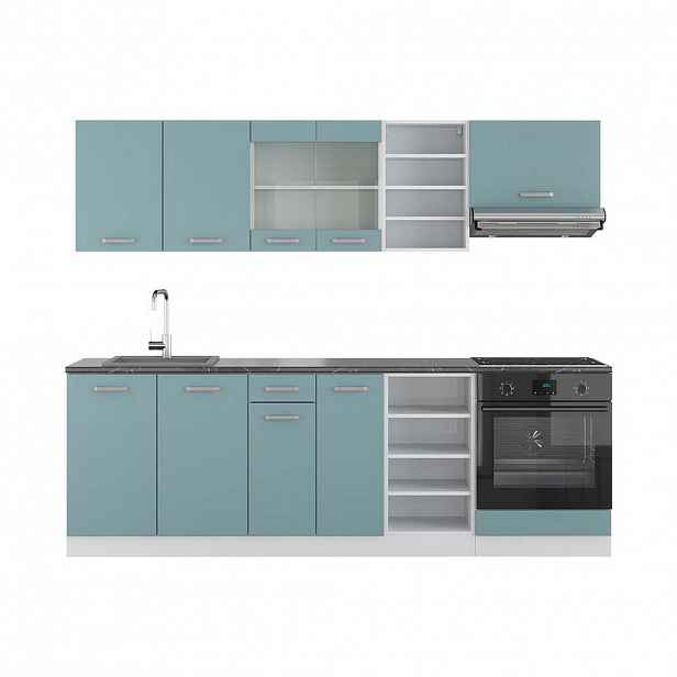 Vicco KUCHYŇSKÝ KOUT R-Line Modrošedá/bílá 240 cm , PD Antracit