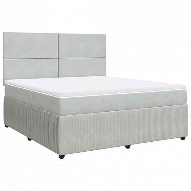 vidaXL Box spring postel s matrací světle šedá 180x200 cm samet