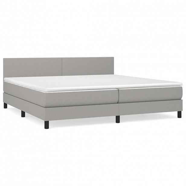 vidaXL Box spring postel s matrací světle šedá 200 x 200 cm textil