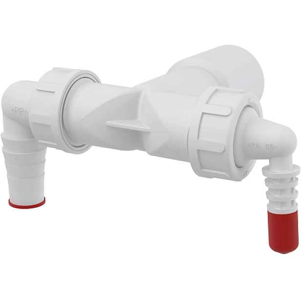 Alcadrain P156Z DVOJITÉ KOLÍNKO S HLADKÝM ODTOKEM DN40/32 / 8–23 SE ZPĚTNÝMI KLAPKAMI (dříve Alcaplast)