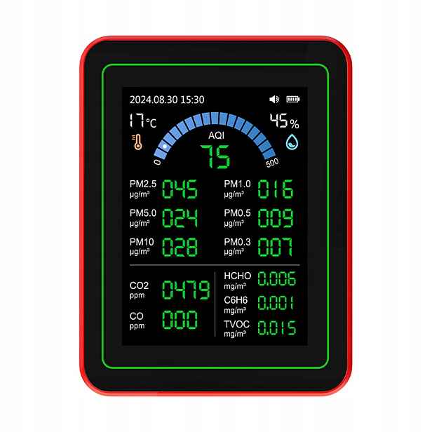 Detektor Plynu Detektor Kvality Vzduchu 18V1 CO2 Tvoc Hcho Pm Temp Himp