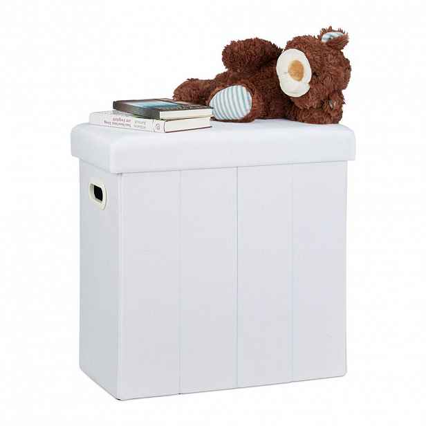 Relaxdays TABURET Bílá skládací s úložným prostorem 49,5 cm