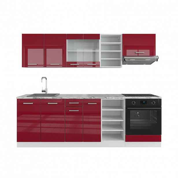 Vicco KUCHYŇSKÝ KOUT R-Line Červená/bílá s vysokým leskem 240 cm s pracovní deskou