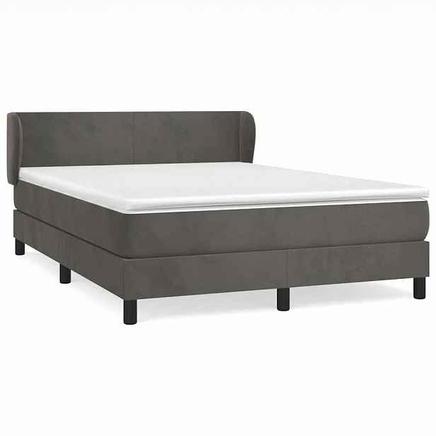 vidaXL Box spring postel s matrací tmavě šedý 140 x 190 cm samet