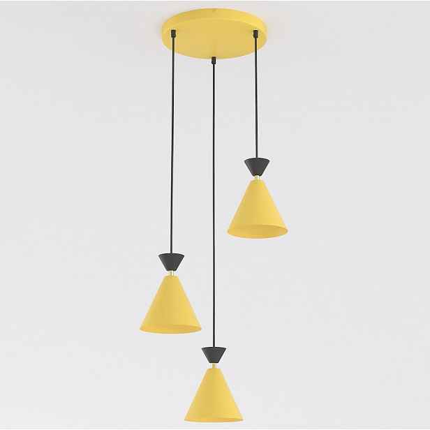 Závěsná lampa Klever 3-bodová černo-oranžová E14