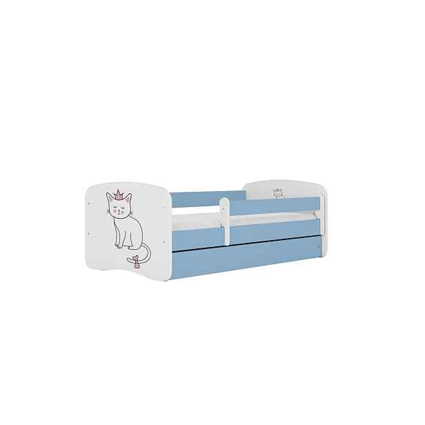 Kocot kids Dětská postel Babydreams kočka modrá, varianta 70x140, bez šuplíků, s matrací