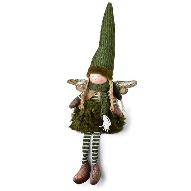 Mondex Vánoční figurka Santa Lila Sedící anděl 40/67 cm zelená