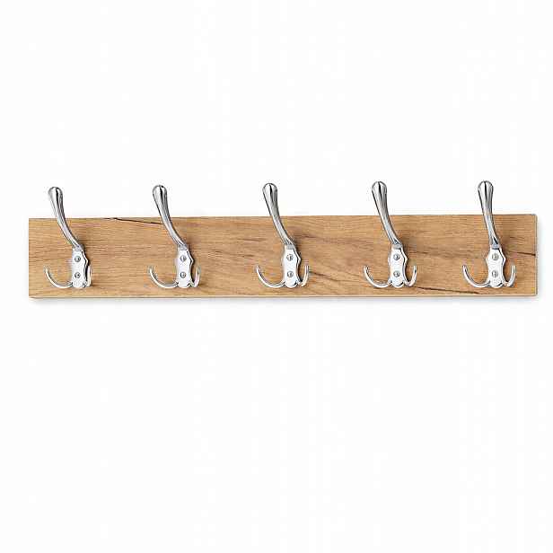 Nástěnný věšák craft zlatý 70 cm, 5 dvojitých háčků, chrom
