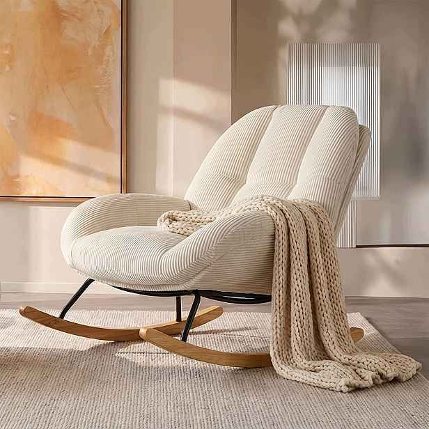 Houpací křeslo Meuble Cosy Skandinávský samet béžový do obývacího pokoje