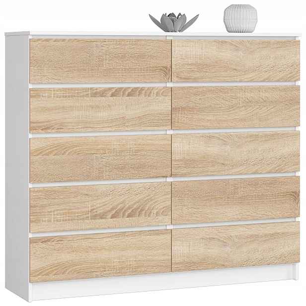 Komoda K140 10SZ Clp Pk Bílá Sonoma Akd