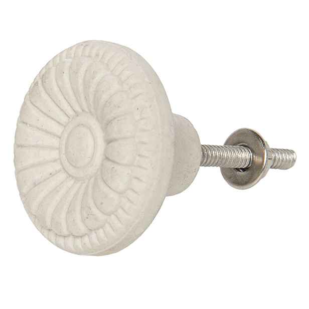 Krémová kulatá keramická úchytka Virgi - Ø 4 cm Clayre & Eef