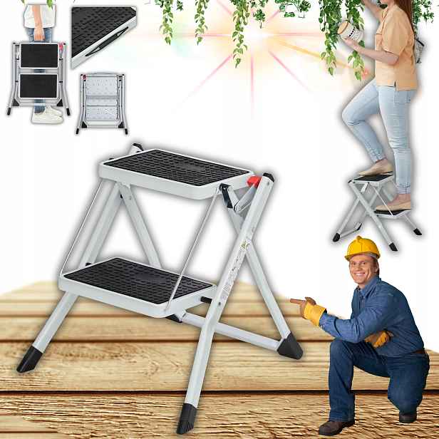 Skládací Domácí Žebřík Žebřík Plošina Mobilní Do Domu Kuchyně 2 Schůdky!