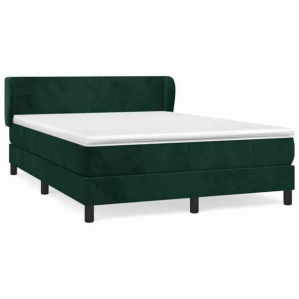 vidaXL Box spring postel s matrací tmavě zelená 140x190 cm samet