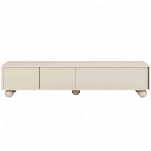 Beautysofa NÍZKÁ komoda Adel se 4 dvířky a kulatými nožkami, 204 cm, bezúchytkový, kašmír