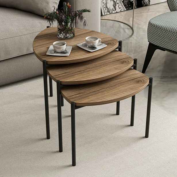 Casarredo Sada 3 odkládacích stolků LENNY – ořech