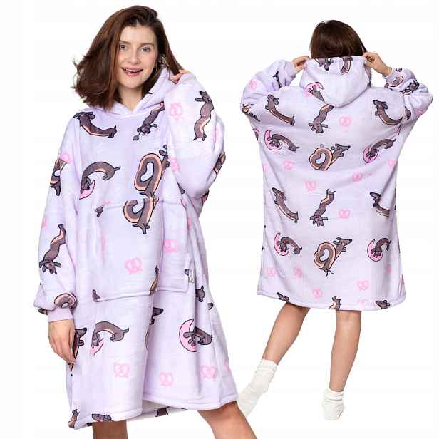 Koc oversize mikina Silná Mikinová Deka 2v1 XXL Vzor Jezevčíci Dárek Bluzo Deka