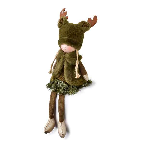 Mondex Vánoční figurka Santa Lila Sedící dívka 25/47 cm zelená