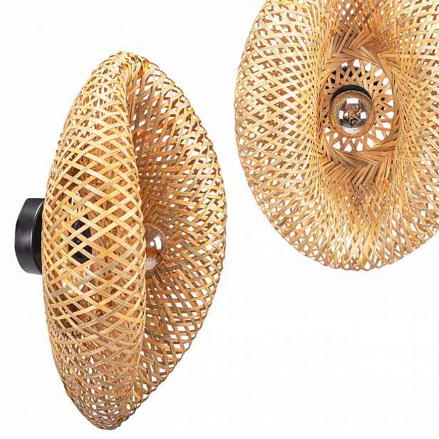 Nástěnná Lampa Boho Prolamovaná Pletená Z Bambusu, Jednobodová Nástěnná Lampa