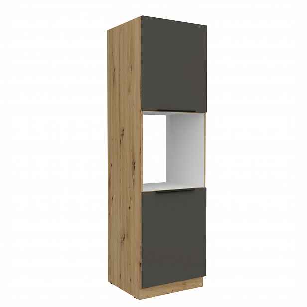 Vysoká skříňka pro vestavnou troubu Aria 60 DP-210 2F Barva korpusu: Dub artisan, Barva dvířek: GR - Graphite AFM