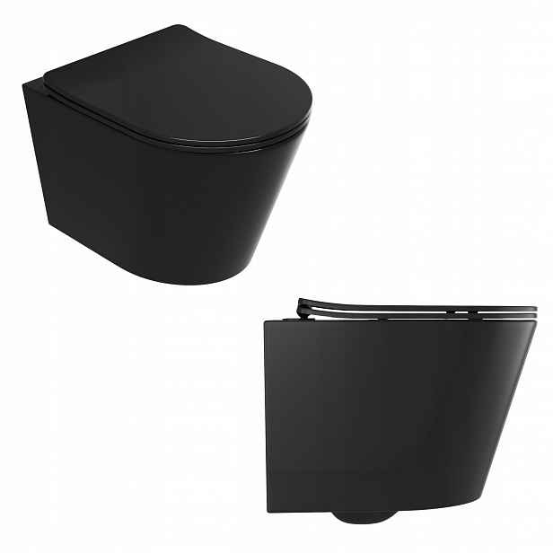 Wc Závěsná Mísa Rimless Bez Okraje Neo Černé Sedátko