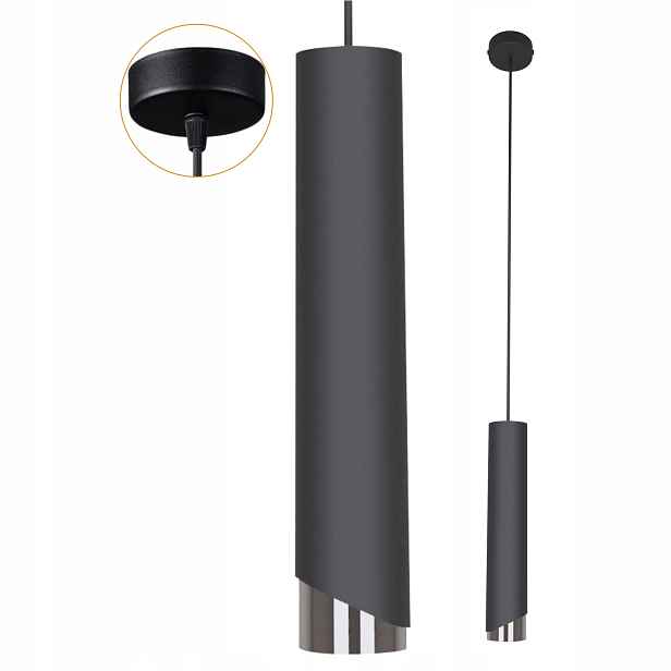 Závěsná lampa Zwis kovová stropní stropní svítidlo Bragi Led 40W černá stříbrná