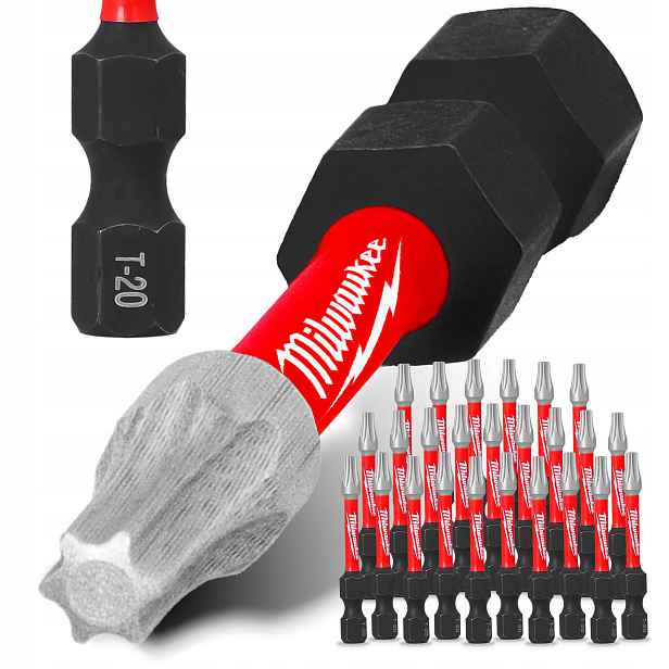 25x Nárazový bit Milwaukee TX20 50 mm Magnetická Koncovka Šroubováku Torx