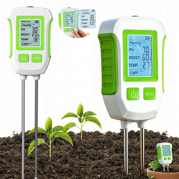 Kyseloměr Půdy Tester Zeminy Ph Měřič Teploty Vlhkosti 5V1