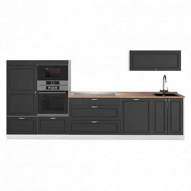 Vicco KUCHYŇSKÝ KOUT Fame-Line, Anthrazit-Gold Landhaus/Bílá, 340 cm, PD Dub