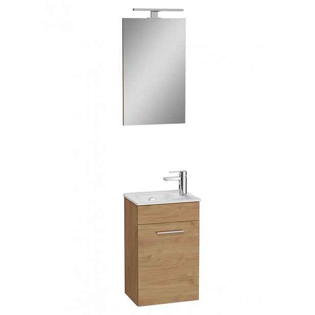 Koupelnová skříňka s umyvadlem zrcadlem a osvětlením Vitra Mia 39x61x28 cm dub lesk MIASET40D