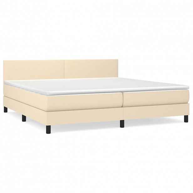 vidaXL Box spring postel s matrací krémová 200x200 cm textil